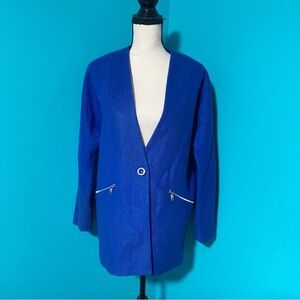 Forever 21 M Wool Blend Cobalt Blue Single Button Coat Jacket